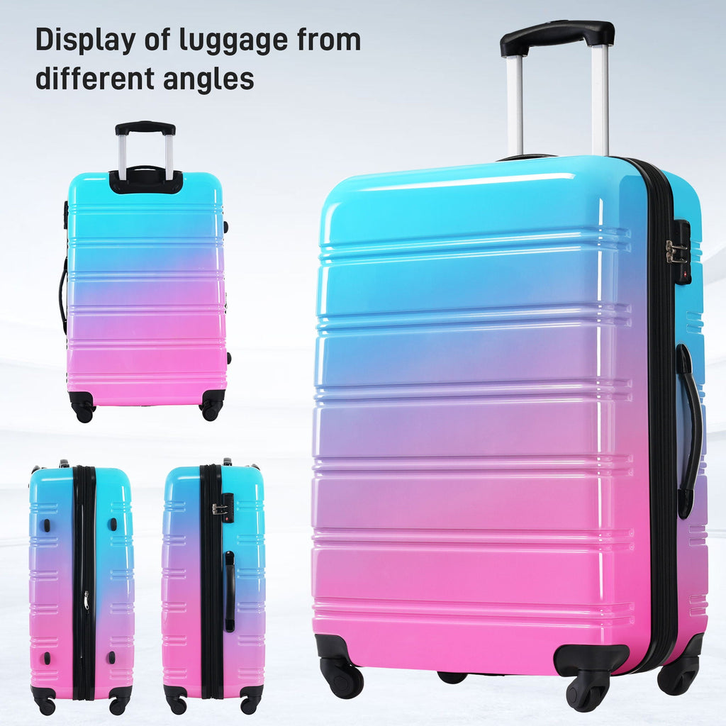 Gradient Color Hardshell Luggage Set with Spinner Wheels and TSA Lock – Light Blue or Purple