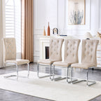 Elegant Design Upholstered Dining Chairs with Crystal Details - Multiple Colors