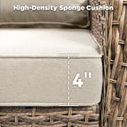 2-Person Outdoor Wicker Swivel Rocker Seating Group with Cushions - Beige or Blue