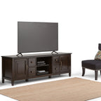 Wide Solid Wood TV Stand with Ample Storage - Dark Brown, White, Gray