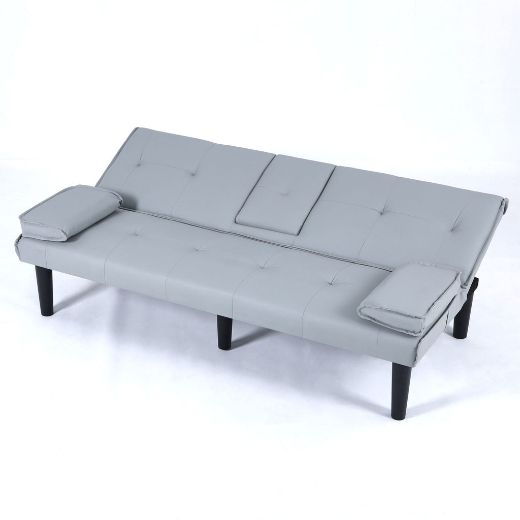 Foldable Sofa Bed with Cup Holder and Solid Wood Frame - Multiple Colors
