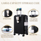 Spinner Wheel Luggage Set with USB Port and Holders - Pink, Black, Green