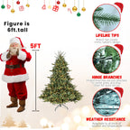 Full-Bodied Pre-Lit Evergreen Christmas Tree with 350 Warm White Lights - Green