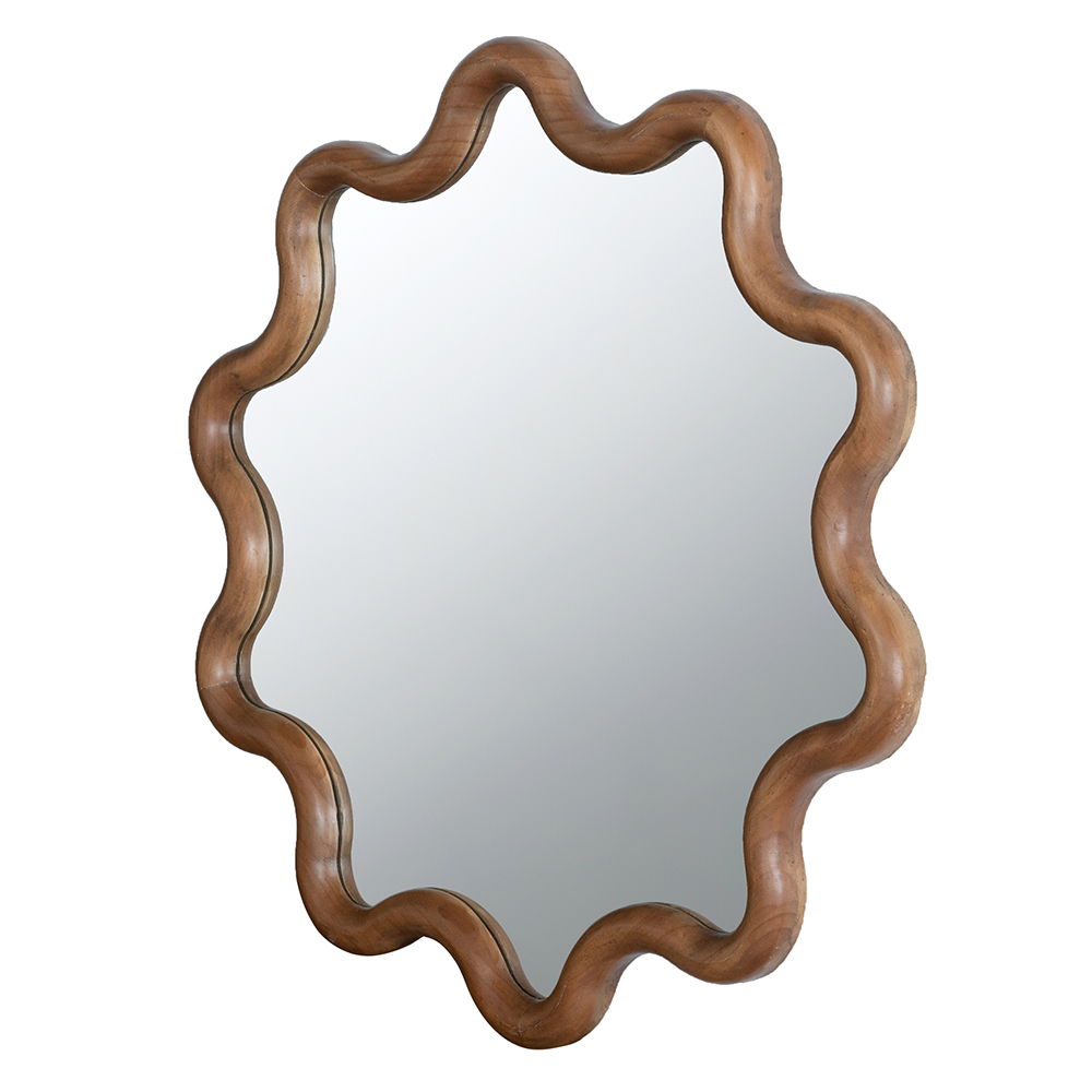 Wooden Accent Mirror With Unique Frame - Brown