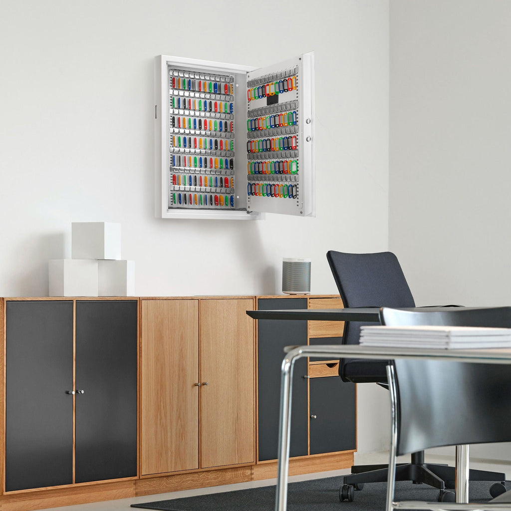 White Digital Keypad Wall Safe Key Cabinet with Secure Steel Construction