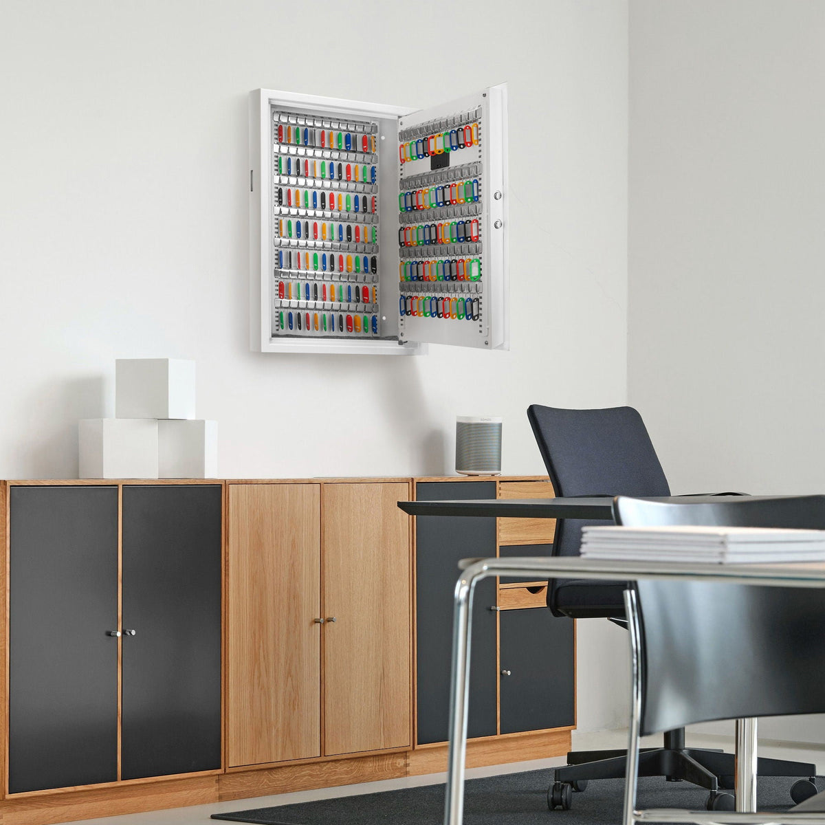 White Digital Keypad Wall Safe Key Cabinet with Secure Steel Construction