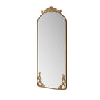 Full Body Arched Mirror with Vintage Carved Applique - Bronze or Pearl Silver