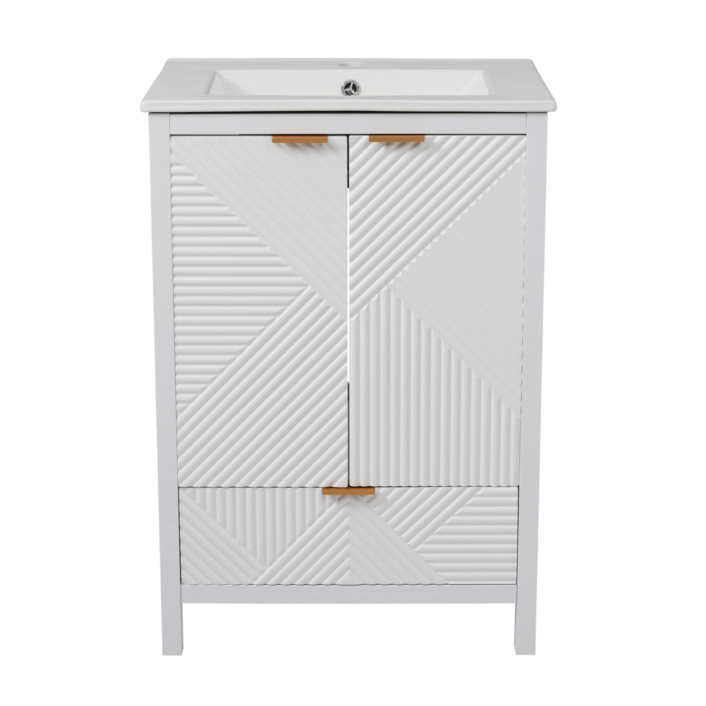 Modern Bathroom Vanity with Sink Combo – Compact Storage - Dark Brown or White