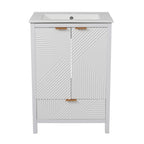 Modern Bathroom Vanity with Sink Combo – Compact Storage - Dark Brown or White