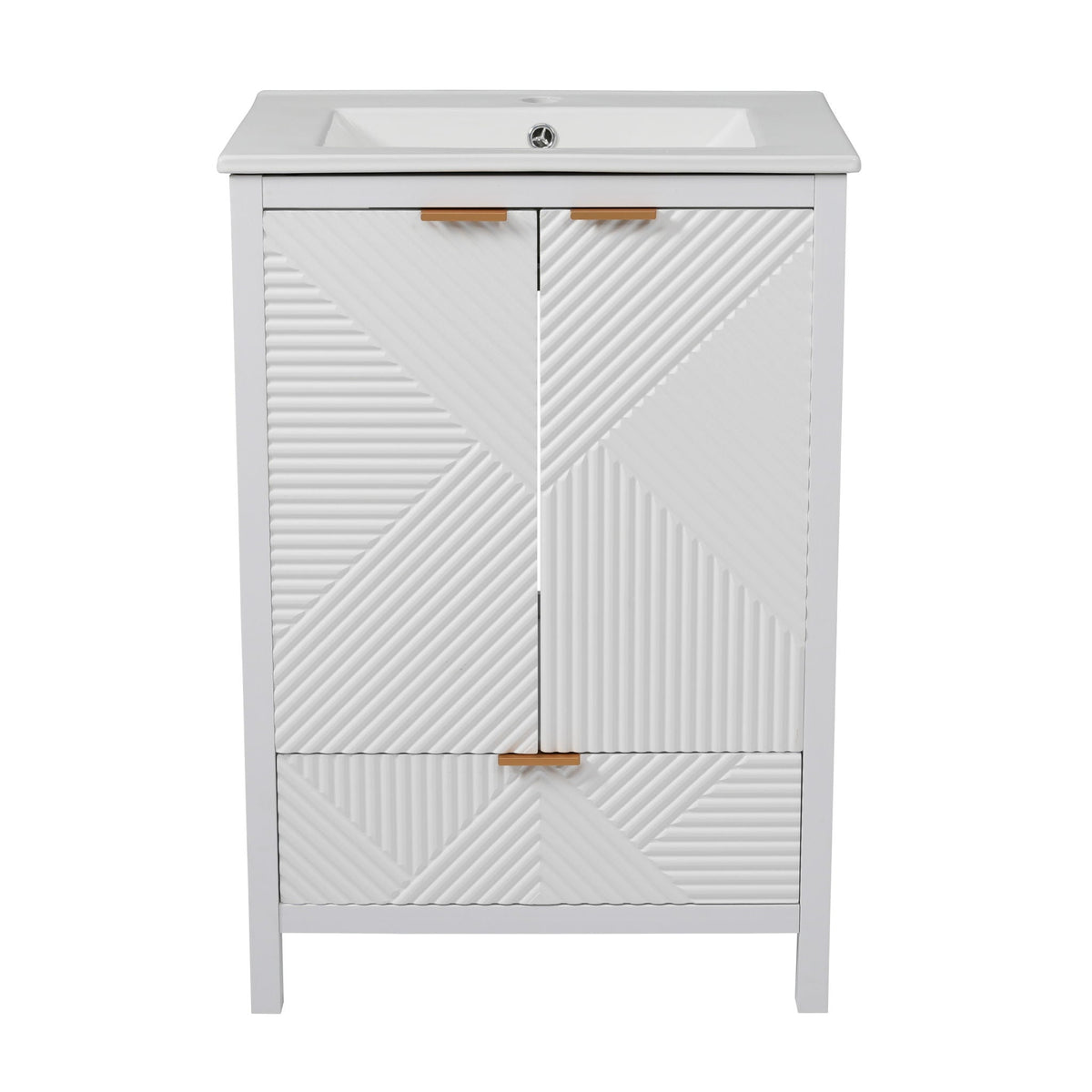 Modern Bathroom Vanity with Sink Combo – Compact Storage - Dark Brown or White
