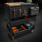 3-Tier DIY Detachable Utility Cart with Steel Pegboard and Wheels