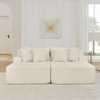 Two-Seater Lazy Sofa Lounge Chair with High-Density Foam - Beige