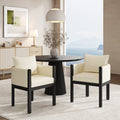 Linen Upholstered Armchair with Black Rubber Wood Legs - White