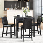 Counter Height 5 Piece Dining Set with Upholstered Chairs - Black or Pearl Silver