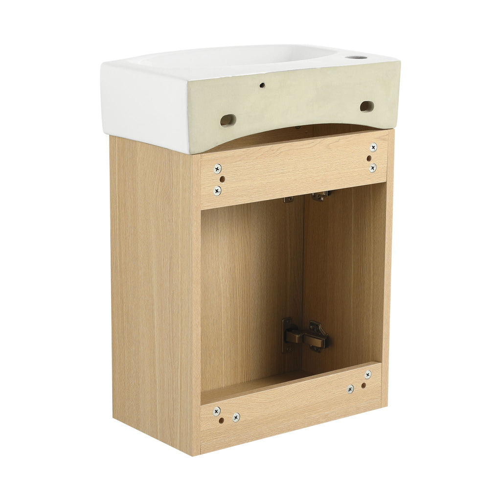 Modern Bathroom Vanity with Ceramic Basin and Storage Cabinet - Light Brown, Black, or White