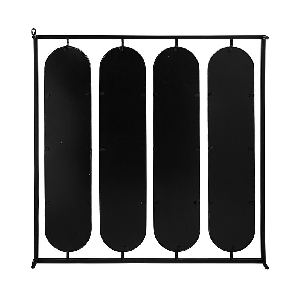 Large 4 Oval Wall Mirror with Square Frame - Black