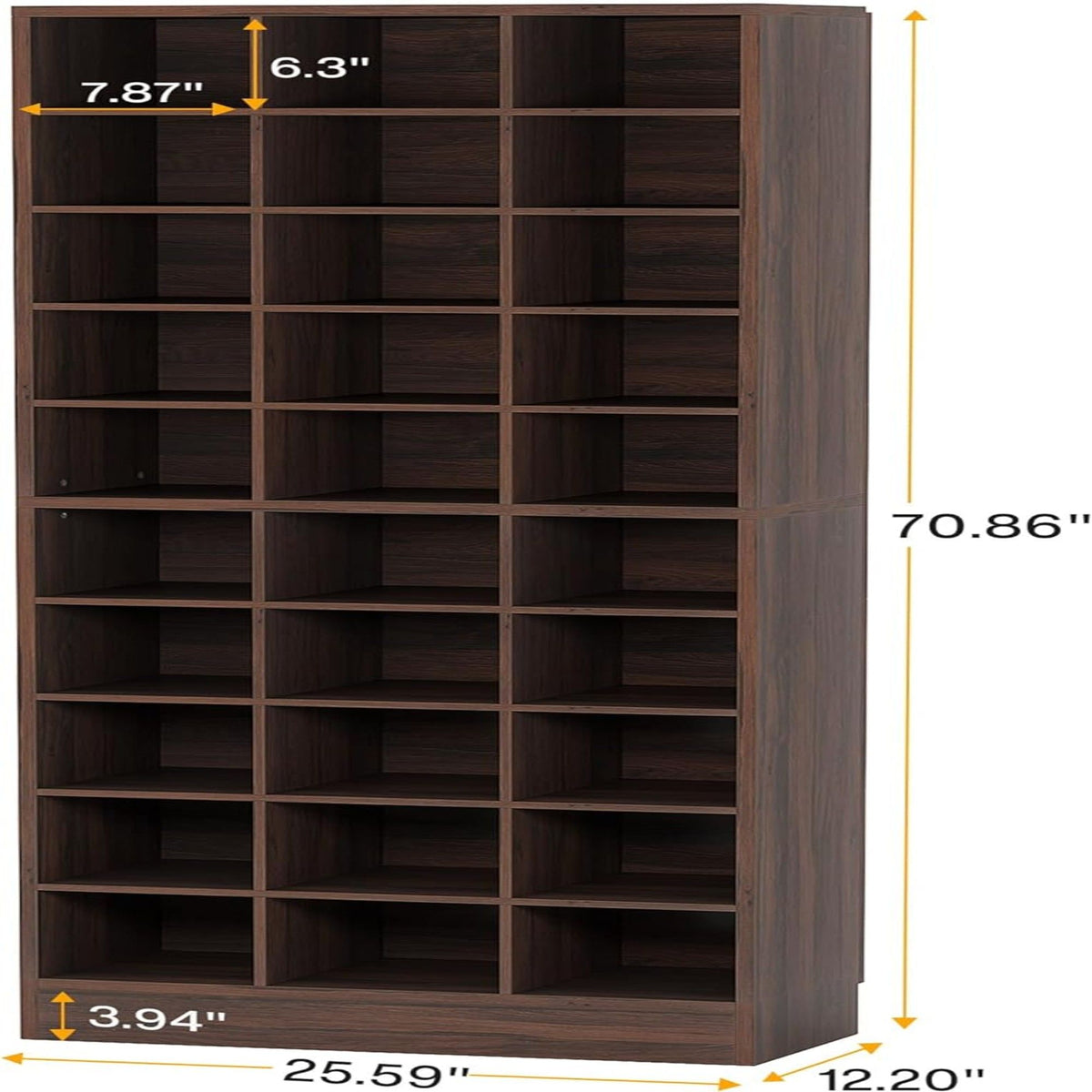 10 Tier Shoe Storage Cabinet with 30 Cubbies - Wood - Multiple Colors