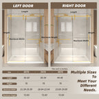 Frameless Sliding Shower Door with Clear Tempered Glass - Brushed Gold