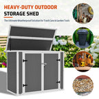 Horizontal Outdoor Storage Shed with Hydraulic Lid and Ramp - Resin