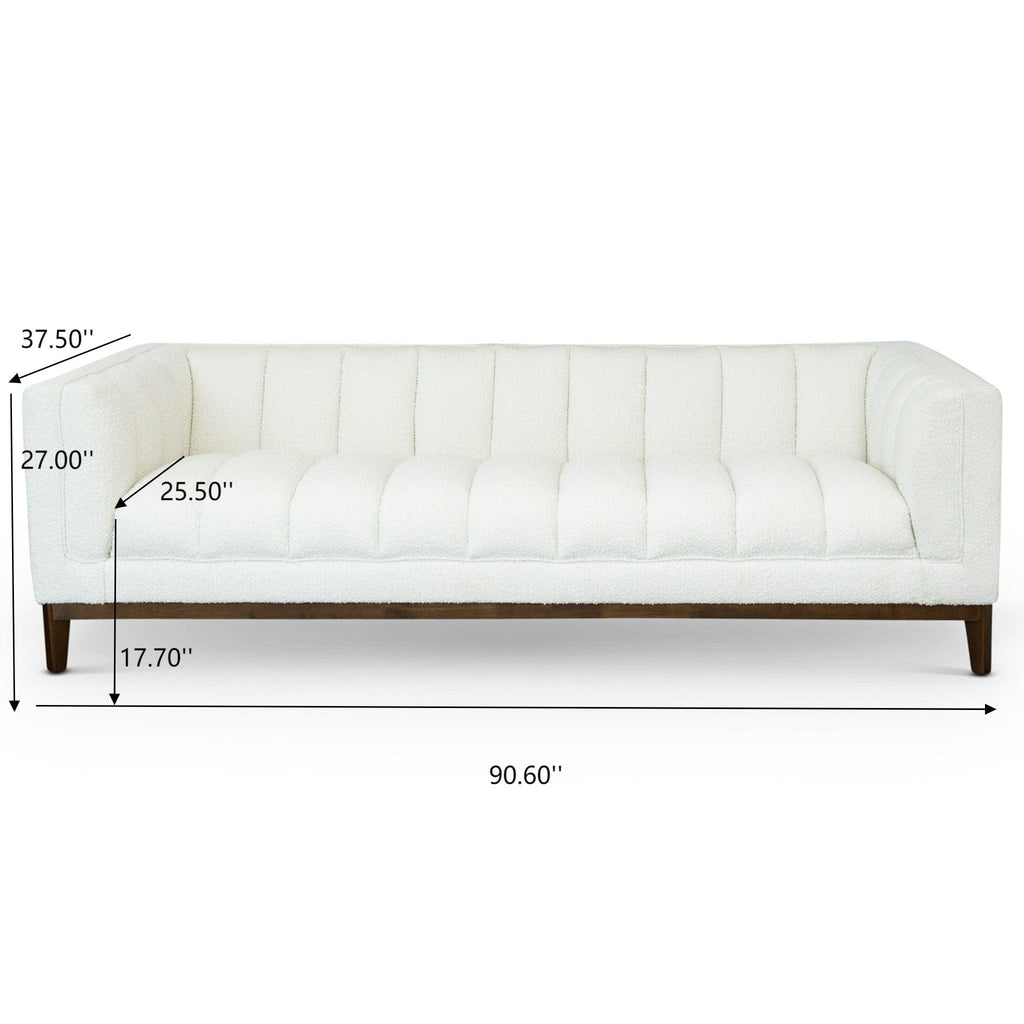 Mid Century Modern Sofa with Pet-Friendly Upholstery - White, Green, Orange