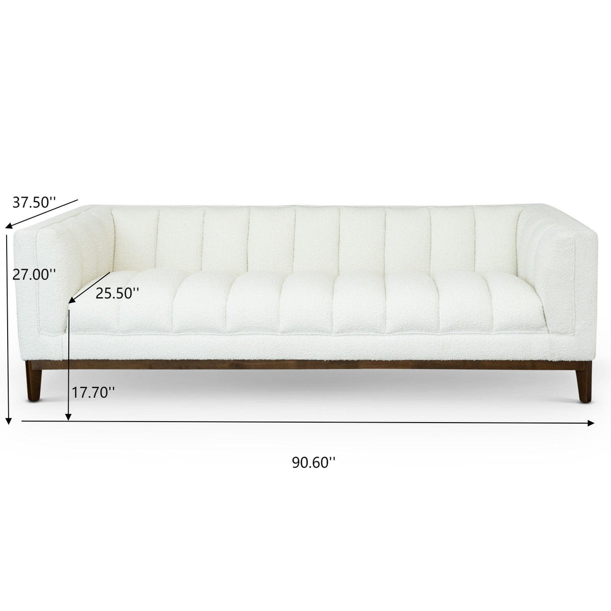 Mid Century Modern Sofa with Pet-Friendly Upholstery - White, Green, Orange