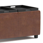 Avalon Upholstered Storage Ottoman with Flip-Over Serving Trays - Multiple Colors