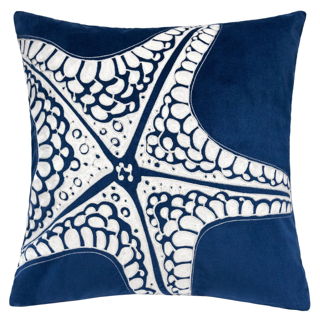 Indigo Starfish Accent Pillows with Hidden Zipper - Set of 2