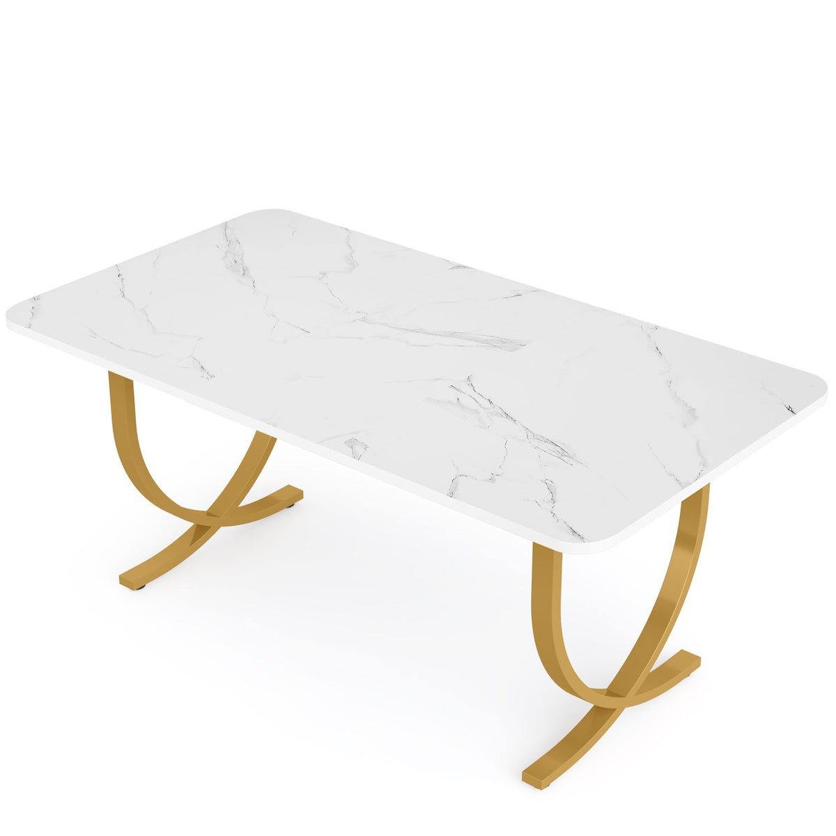 Executive Office Computer Desk with E0 Board - White / Gold
