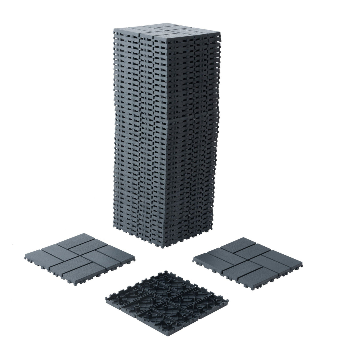 Interlocking Deck Tiles 44 Pack with Easy Installation - Dark Brown or Dark Gray