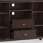 Tall TV Media Stand with Adjustable Storage - Dark Chestnut Brown