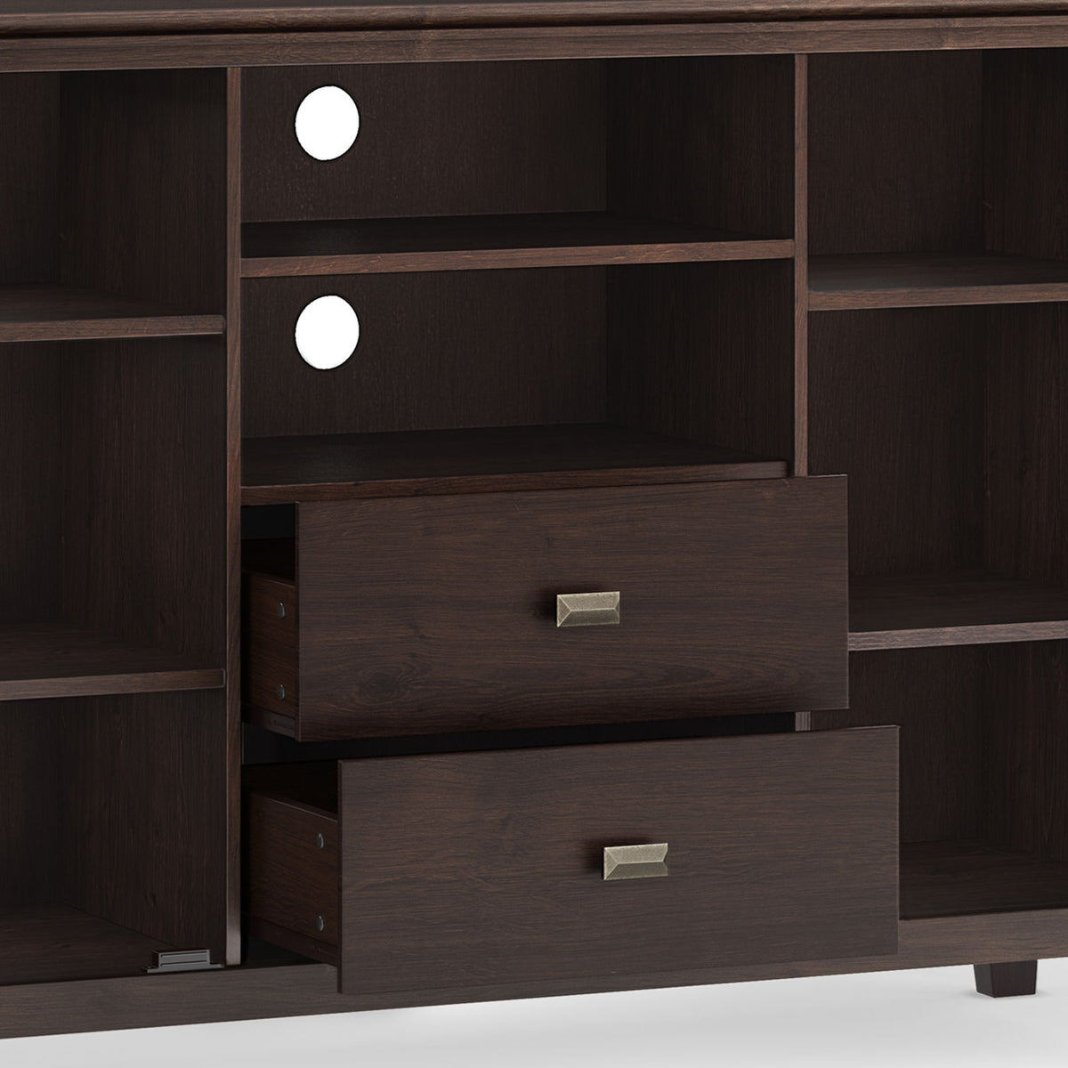 Tall TV Media Stand with Adjustable Storage - Dark Chestnut Brown