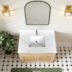 37-Inch Quartz Bathroom Vanity Top with Undermount Single Bowl - White