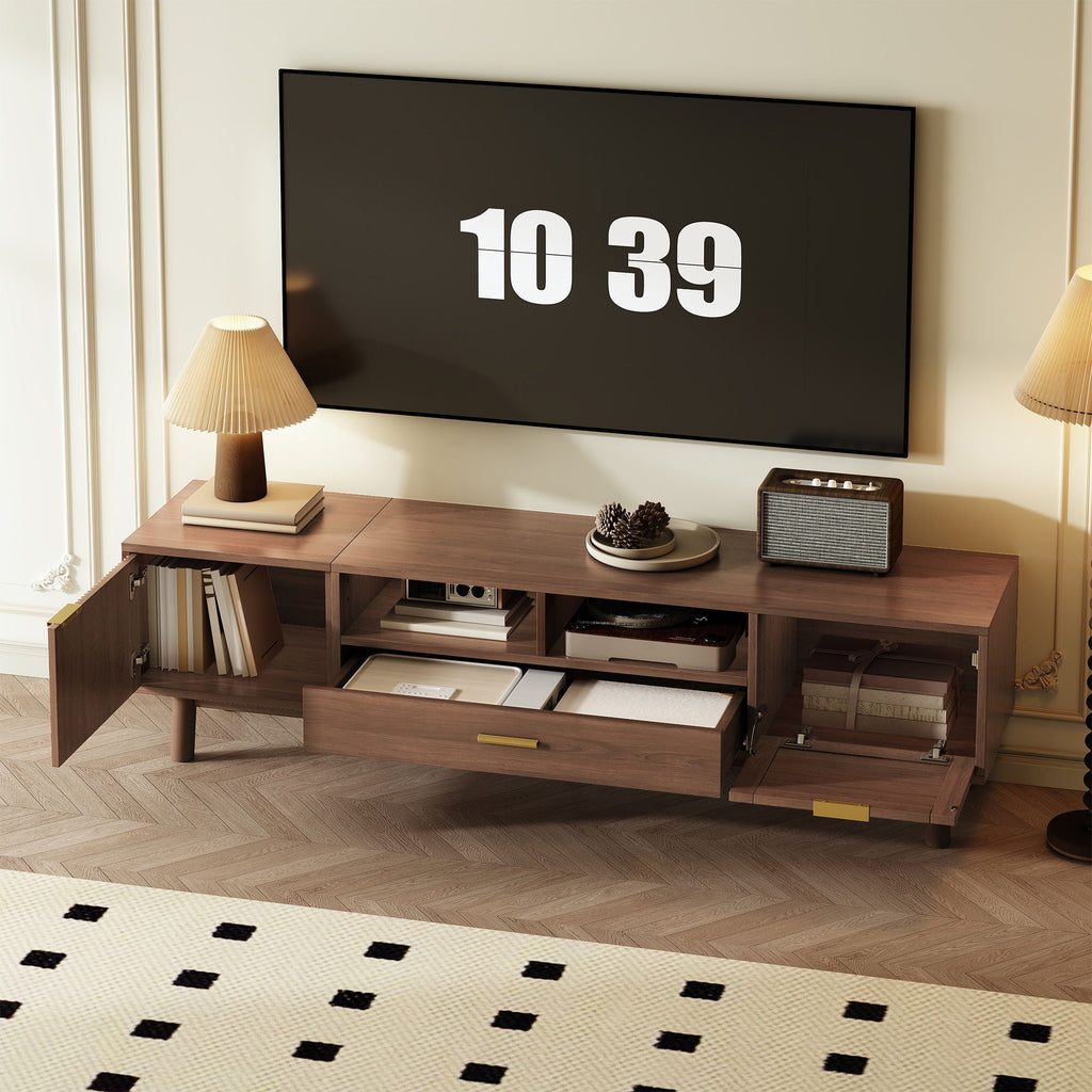 TV Stand for 75" TVs with Soft-Closing Doors - Dark Brown