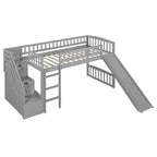 Loft Stairway Bed with Drawers and Convertible Ladder - Twin