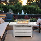 Rectangular Propane Fire Pit Table with Stainless Burner - Black, Dark Gray, White
