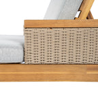 Solid Acacia Wood Sun Lounger Set with Grey Cushions - Outdoor