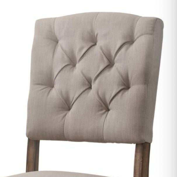 Weathered Side Chair Set with Button Tufting - Dark Brown or Dark Gray