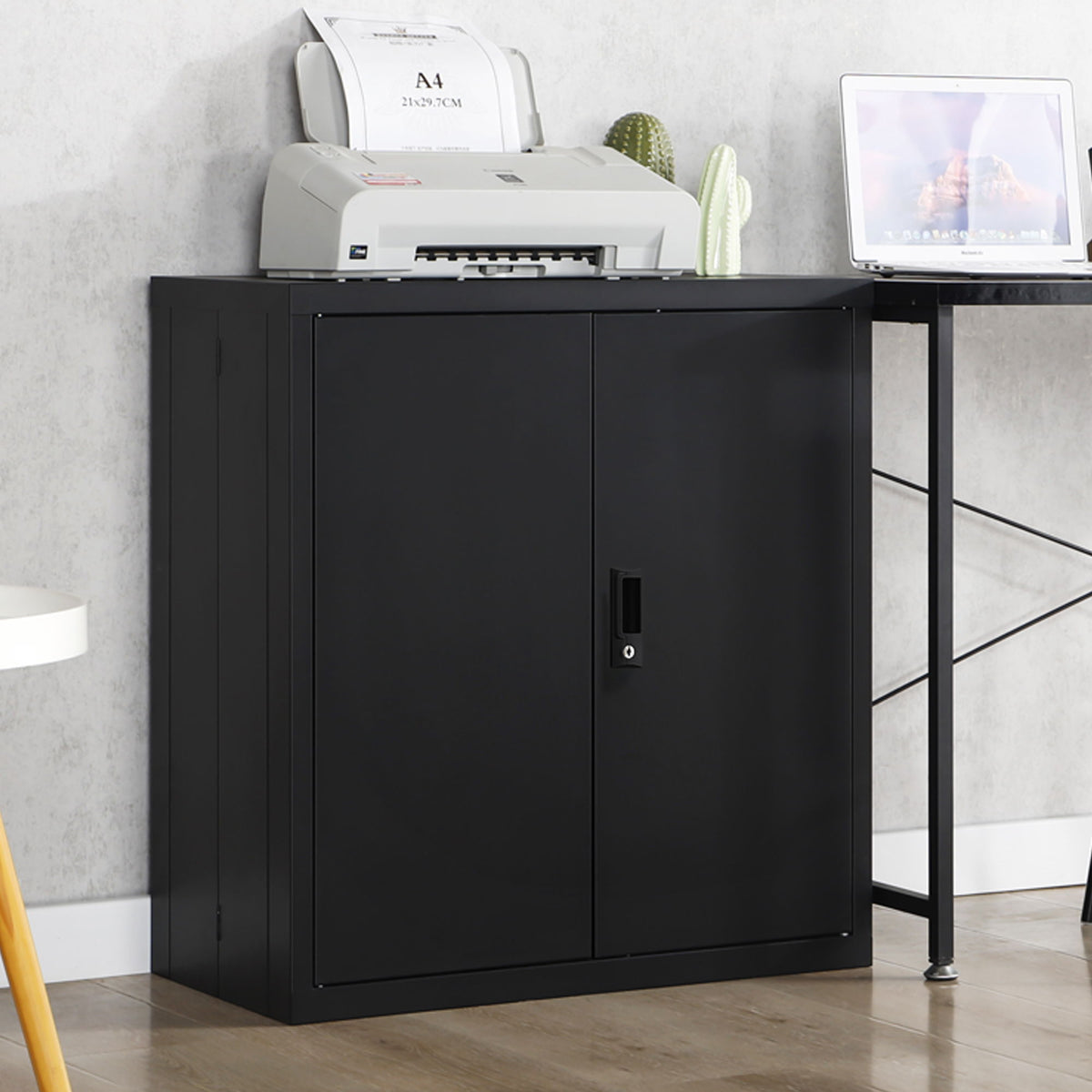 Metal Storage Cabinet With Locking Doors And Adjustable Shelf