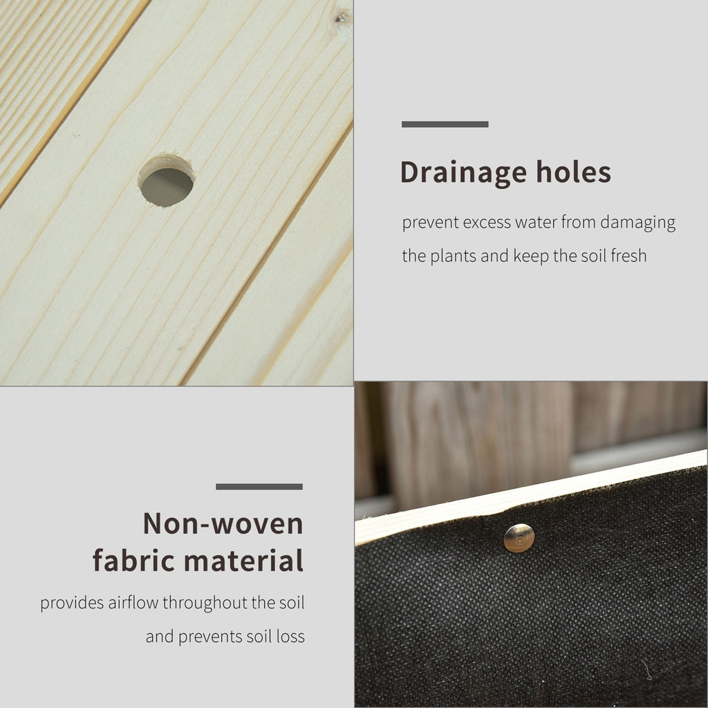 Raised Wooden Planter Box with Lockable Wheels - Natural