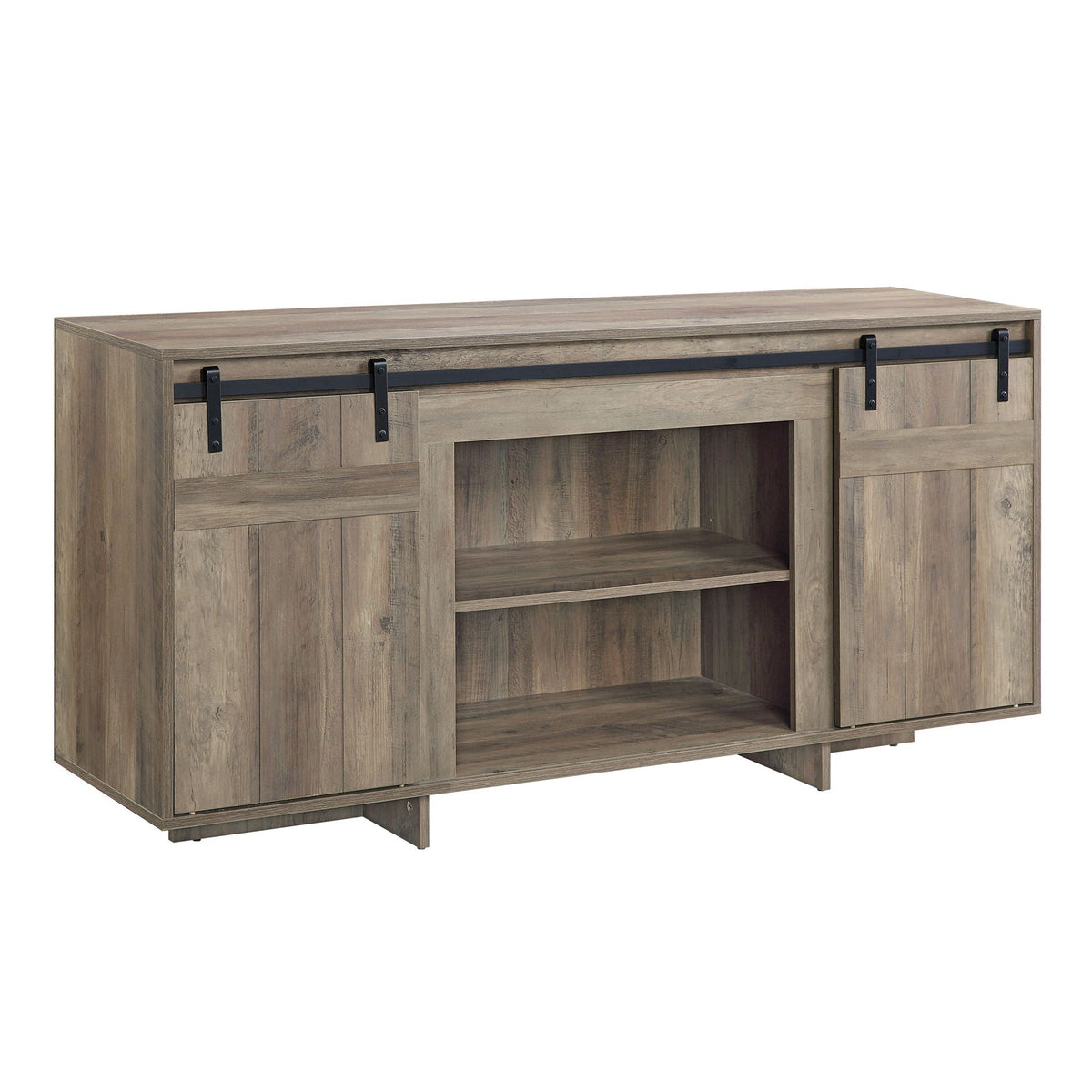Bellarosa TV Stand with Sliding Barn Doors - Dark Gray