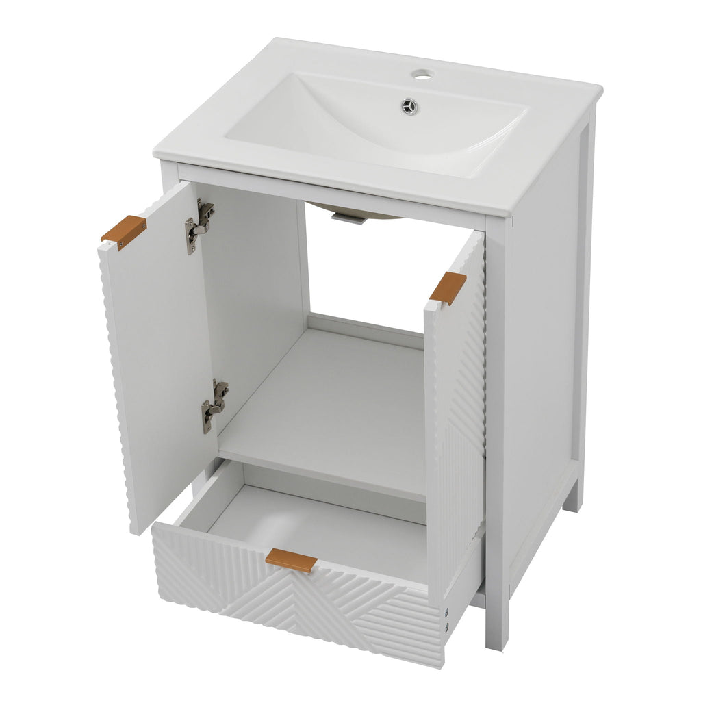 Modern Bathroom Vanity with Sink Combo – Compact Storage - Dark Brown or White
