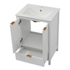 Modern Bathroom Vanity with Sink Combo – Compact Storage - Dark Brown or White