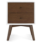 Mid-Century Modern Night Stand with 2 Drawers - Dark Brown or White