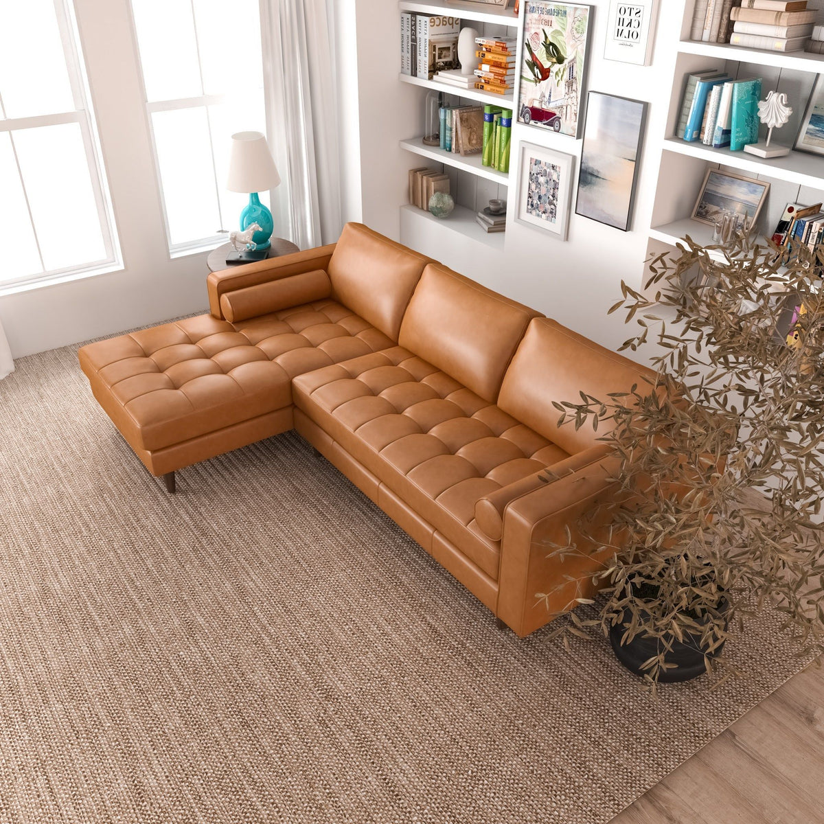 Corner Sectional Sofa with Removable Cushions - Orange