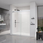 Double Sliding Frameless Soft-Close Shower Door with Brushed Nickel Finish