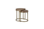 Light Brown Nesting Tables with Modern Metal Base - Latte