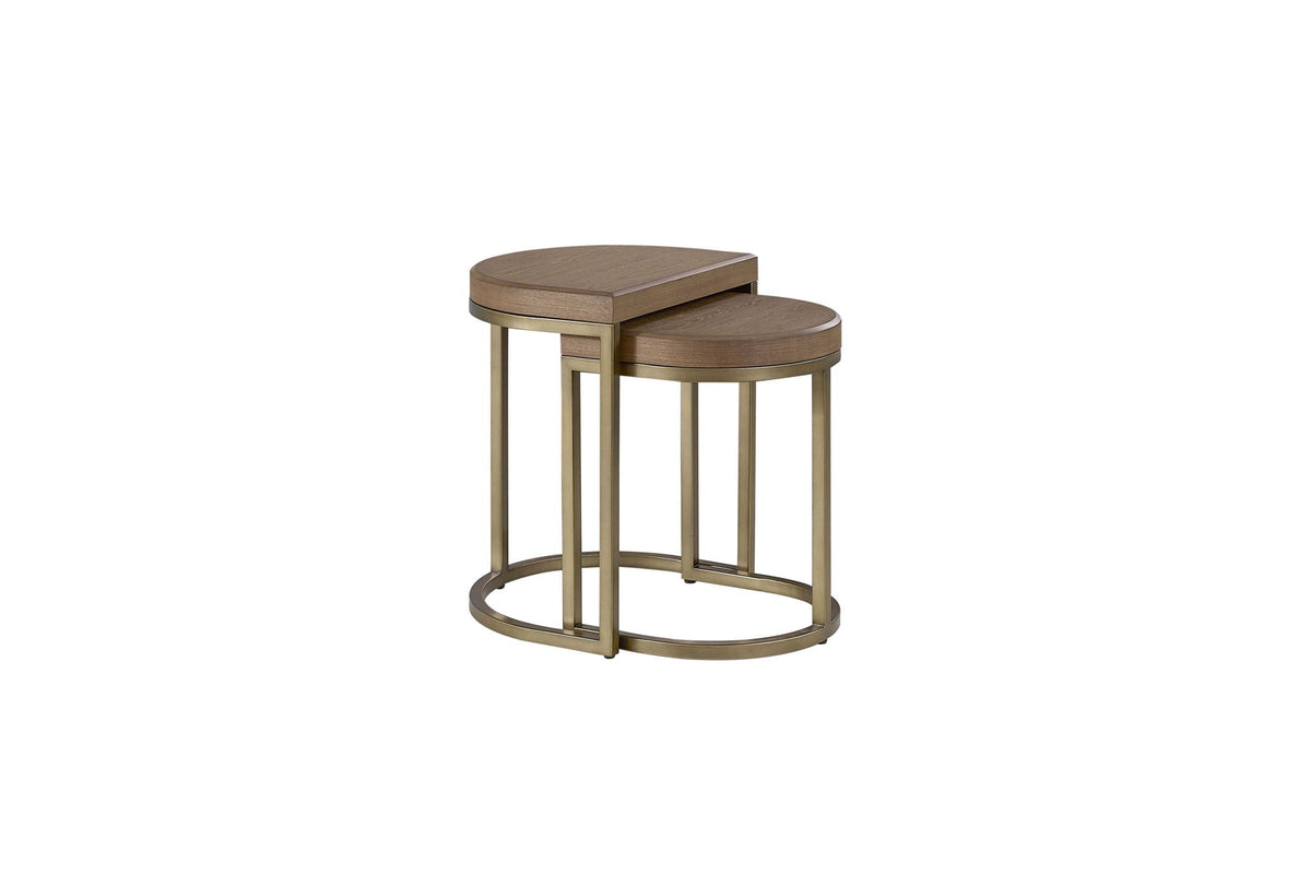 Light Brown Nesting Tables with Modern Metal Base - Latte