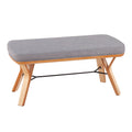 Mid Century Upholstered Bench with Cushioned Seat - Gray, Beige, Dark Gray