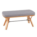 Mid Century Upholstered Bench with Cushioned Seat - Gray, Beige, Dark Gray