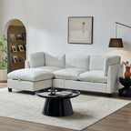 96.5" Chenille Sectional Couch with Spacious Seating - Beige